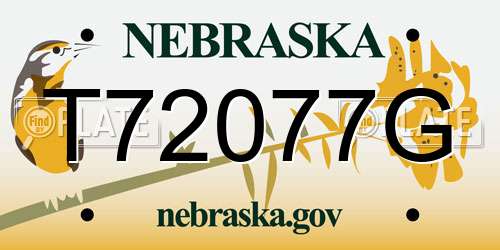 T72077G Nebraska License Plate