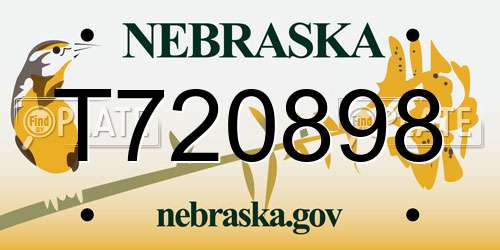 T720898 Nebraska License Plate