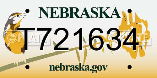 T721634 Nebraska License Plate