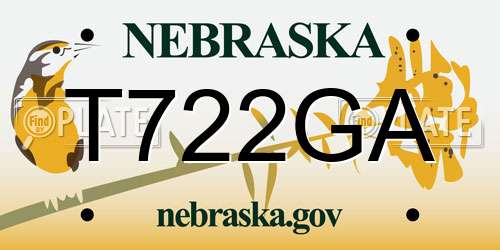 T722GA Nebraska License Plate