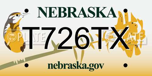 T726TX Nebraska License Plate