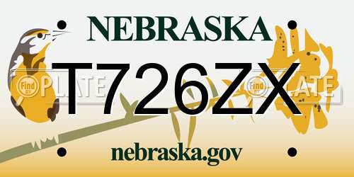 T726ZX Nebraska License Plate