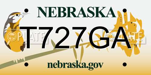 T727GA Nebraska License Plate