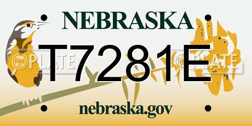 T7281E Nebraska License Plate