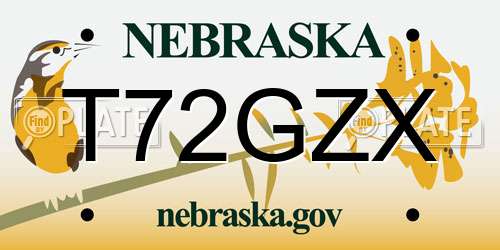 T72GZX Nebraska License Plate