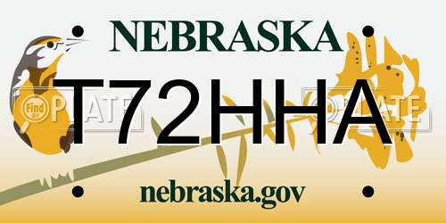 T72HHA Nebraska License Plate