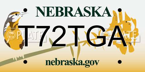 T72TGA Nebraska License Plate