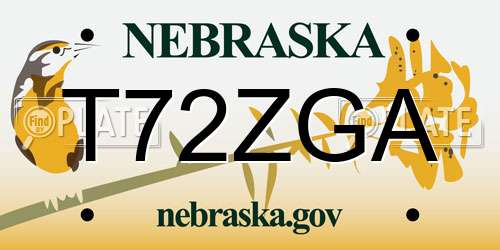 T72ZGA Nebraska License Plate