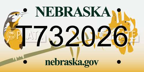 T732026 Nebraska License Plate