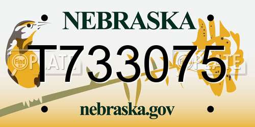 T733075 Nebraska License Plate