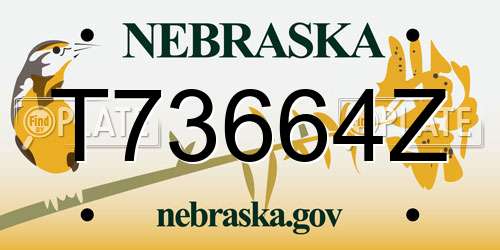 T73664Z Nebraska License Plate