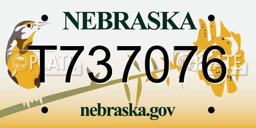 T737076 Nebraska License Plate