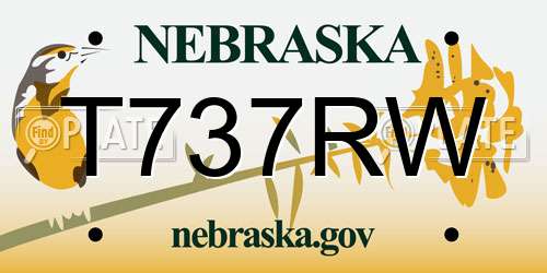 T737RW Nebraska License Plate