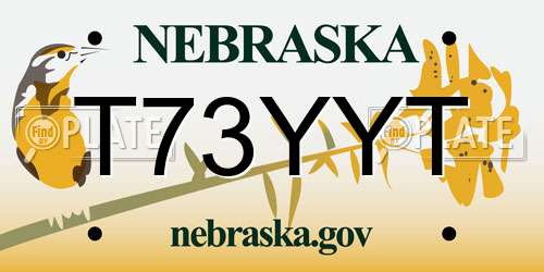 T73YYT Nebraska License Plate
