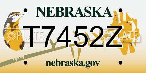 T7452Z Nebraska License Plate