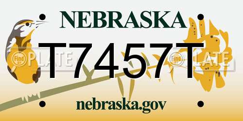 T7457T Nebraska License Plate