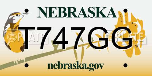 T747GG Nebraska License Plate