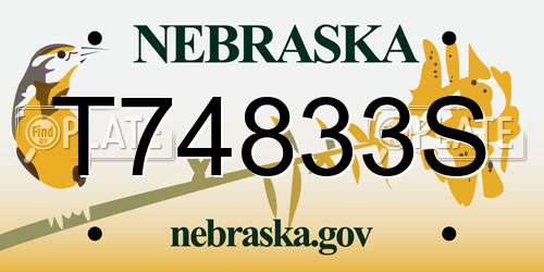 T74833S Nebraska License Plate