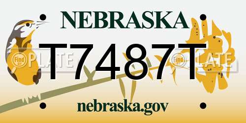 T7487T Nebraska License Plate