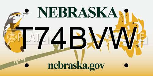 T74BVW Nebraska License Plate