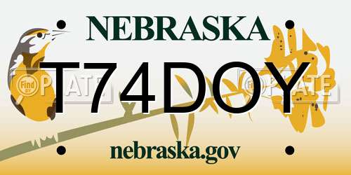 T74DOY Nebraska License Plate