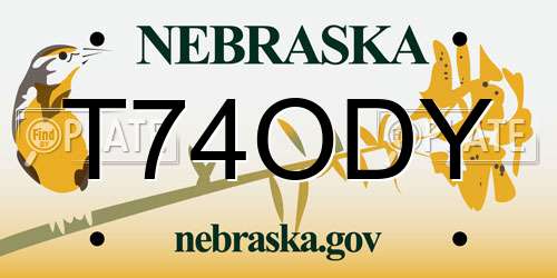 T74ODY Nebraska License Plate
