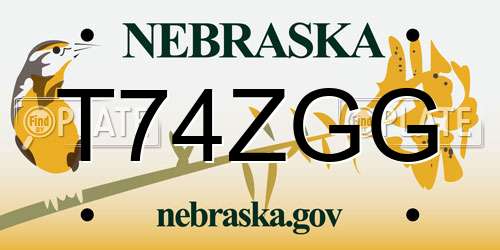 T74ZGG Nebraska License Plate