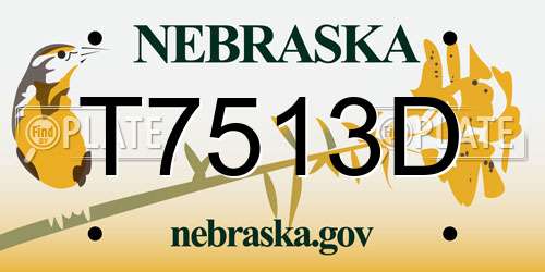 T7513D Nebraska License Plate