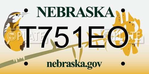 T751EO Nebraska License Plate