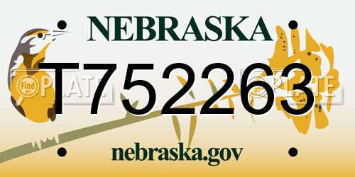 T752263 Nebraska License Plate