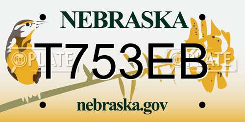 T753EB Nebraska License Plate