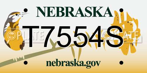 T7554S Nebraska License Plate