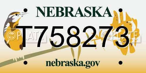 T758273 Nebraska License Plate