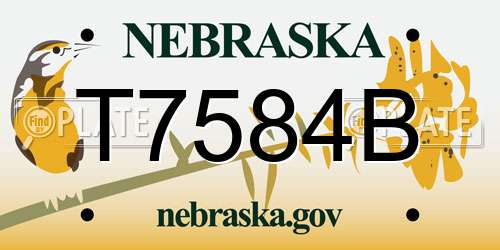 T7584B Nebraska License Plate