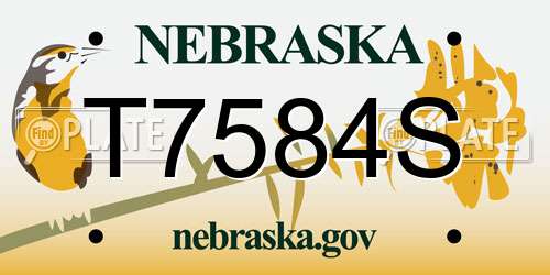 T7584S Nebraska License Plate
