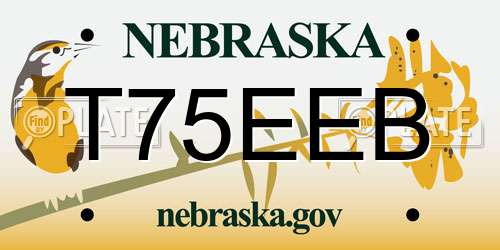 T75EEB Nebraska License Plate