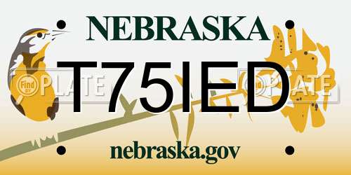 T75IED Nebraska License Plate