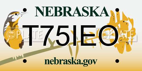 T75IEO Nebraska License Plate