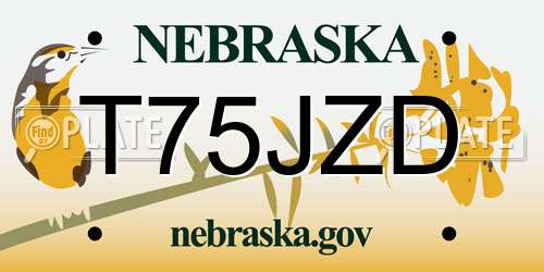 T75JZD Nebraska License Plate