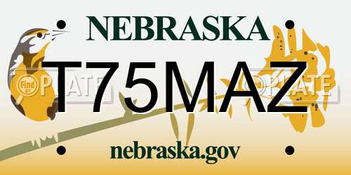 T75MAZ Nebraska License Plate