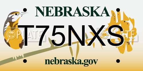 T75NXS Nebraska License Plate