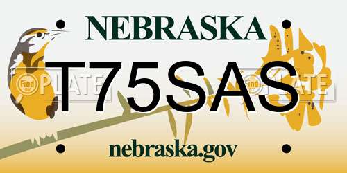 T75SAS Nebraska License Plate