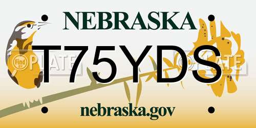T75YDS Nebraska License Plate