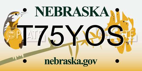 T75YOS Nebraska License Plate