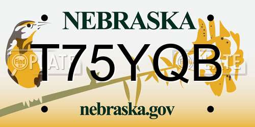T75YQB Nebraska License Plate