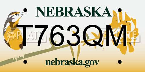 T763QM Nebraska License Plate