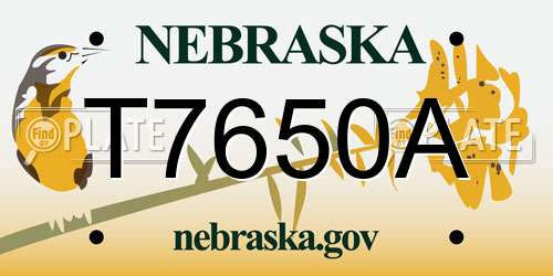 T7650A Nebraska License Plate