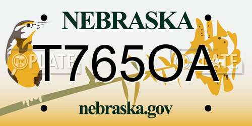 T765OA Nebraska License Plate