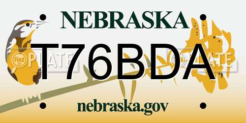 T76BDA Nebraska License Plate