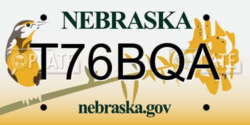 T76BQA Nebraska License Plate
